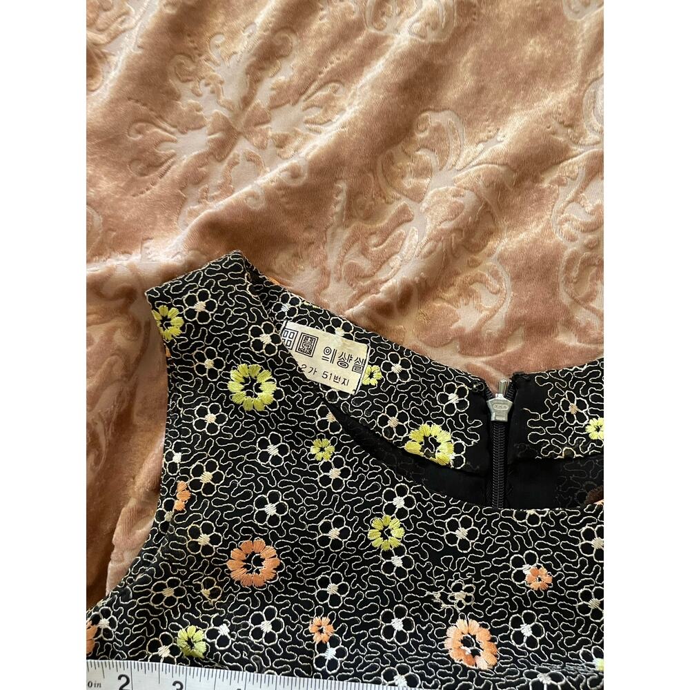 Vintage black eyelet lace floral embroidered midi dress size xs - Picture 7 of 8